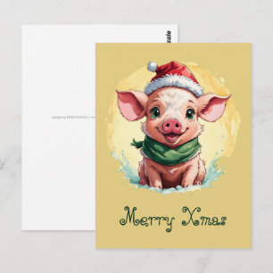 Carte Postale Favoris de Noël animal amusant - Piglet 1