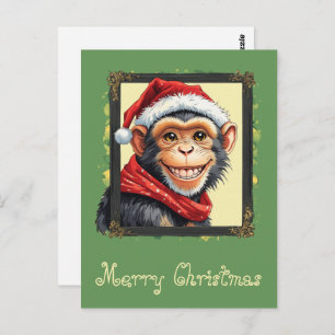 Carte Postale Favoris de Noël animal amusant - Singe 2