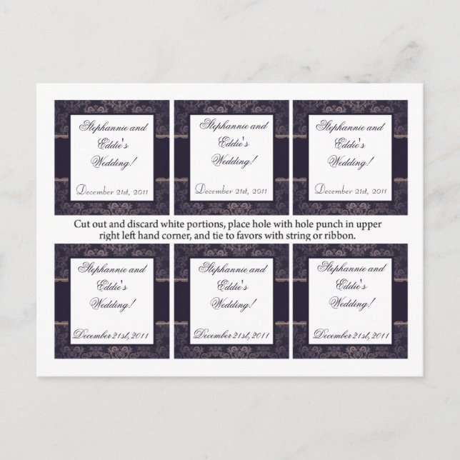 Carte Postale Favoriser les balises Deep Purple Damask (Devant)