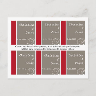 Carte Postale Favoriser les étiquettes Crimson Rouge Gris Bg Bla