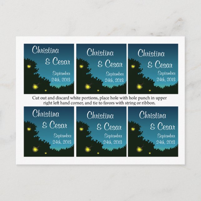 Carte Postale Favoriser les étiquettes Fireflies et Mason Jars S (Devant)