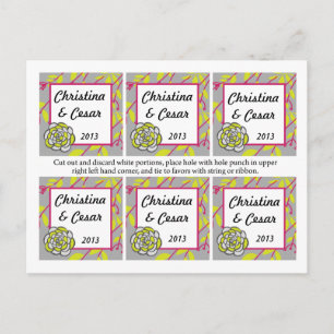 Carte Postale Favoriser les étiquettes Lime Vert/Fleur Rose Chau