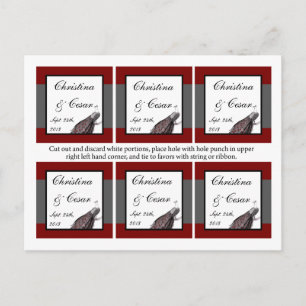 Carte Postale Favoriser les étiquettes Peacock rouge noir blanc