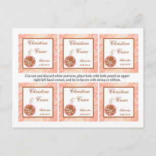 Carte Postale Favoriser les étiquettes Rose Brown sur Fleur Rose