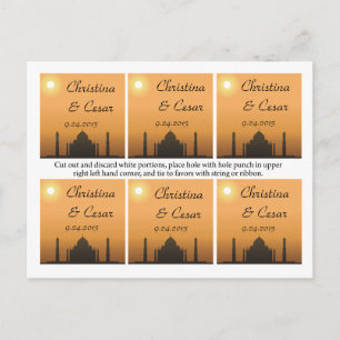Carte Postale Favoriser les étiquettes Taj Mahal Sunset Orange J