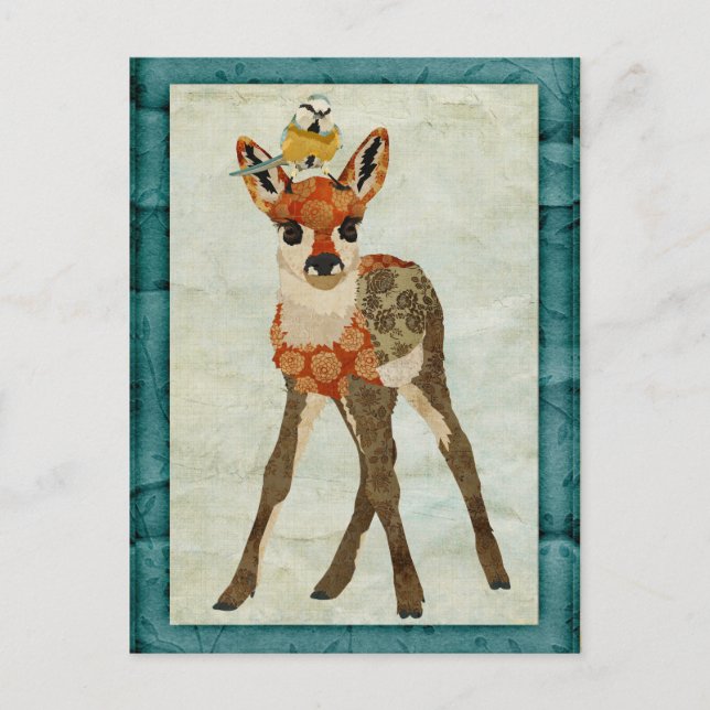 Carte postale Fawn & Little Bird (Devant)