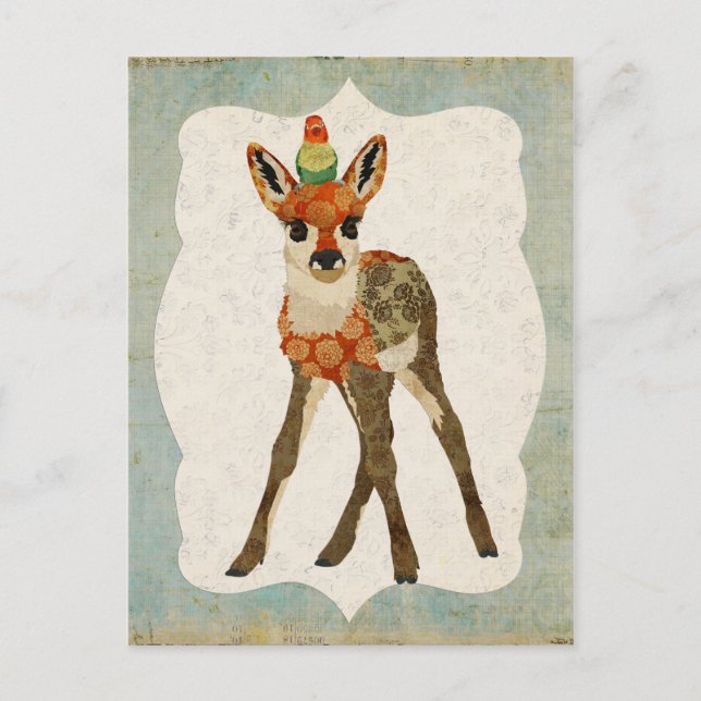 Carte postale Fawn & Little Bird (Devant)