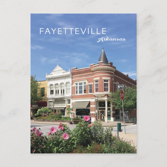 Carte Postale Fayetteville, Arkansas photo carré du centre-ville (Devant)