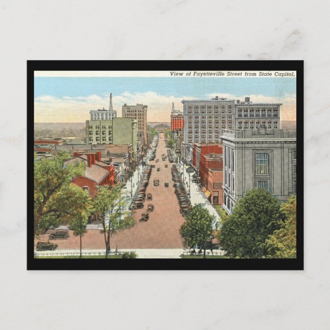 Carte Postale Fayetteville St., Raleigh, NC Vintage (Devant)