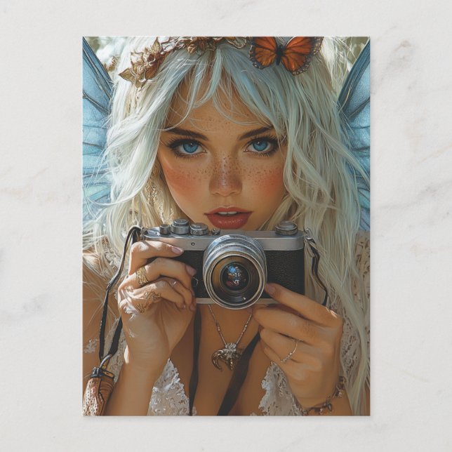 Carte Postale Fée à épices adorable avec appareil photo (Devant)