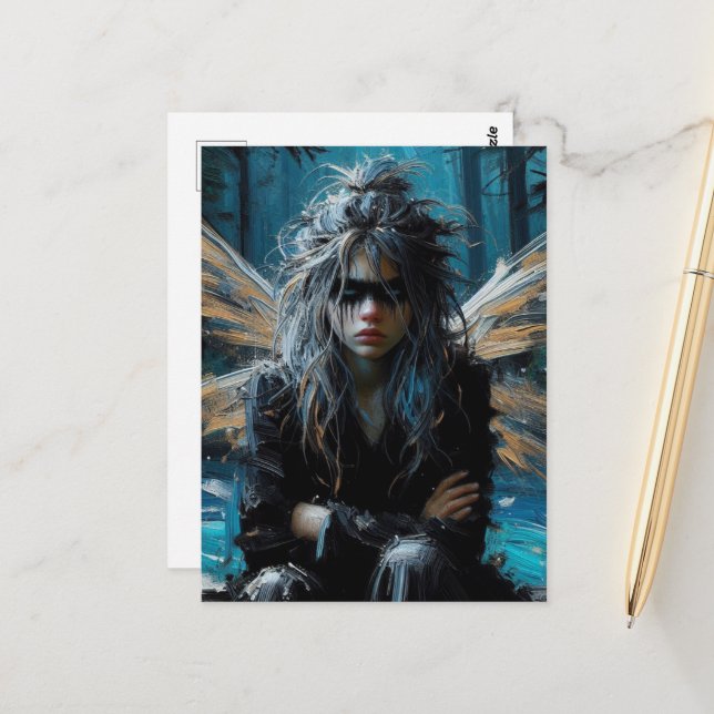 Carte Postale Fée À L'Aspect Fâché (Devant/Arrière en situation)