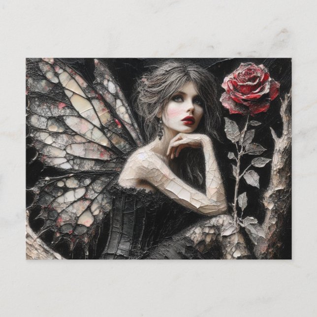 Carte Postale Fée adorable Bored sur une branche (Devant)