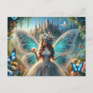 Carte Postale Fée avec fleur