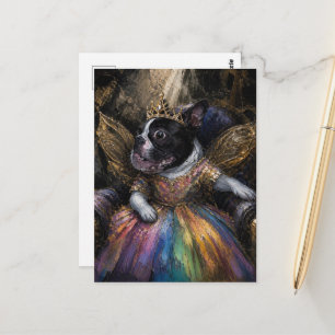 Carte Postale Fée Boston Terrier dans un fauteuil