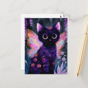 Carte Postale Fée Chat Noir Sucré