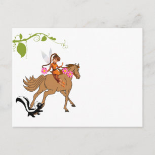 Carte postale Fée Cheval Mouffette Floral