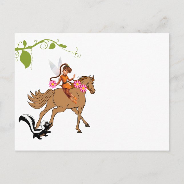 Carte postale Fée Cheval Mouffette Floral (Devant)