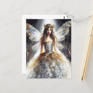 Carte Postale Fée dans un défilé de mode robe faite de plastique