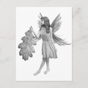 Carte Postale Fée de chêne avec feuilles
