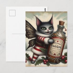 Carte Postale Fée de Noël Kitty Horreur avec Eggnog