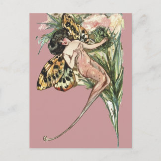 Carte Postale Fée de papillon Art nouveau vintage