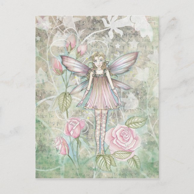 Carte Postale Fée de Rose Fantaisiste (Devant)