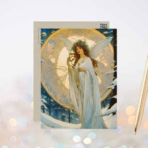 Carte Postale fée d'hiver -carte postale artisanale