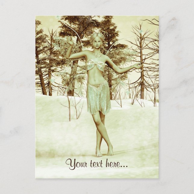 Carte Postale Fée d'hiver dans l'art de fantaisie de forêt ennei (Devant)