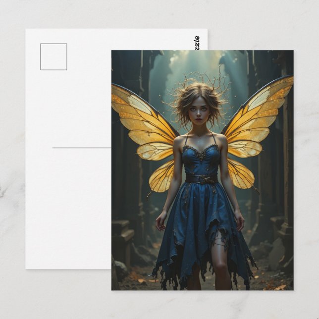 Carte Postale Fée en robe de denim (Devant / Derrière)