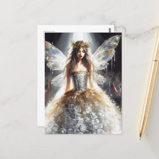 Carte Postale Fée en robe Recyclée au défilé de mode