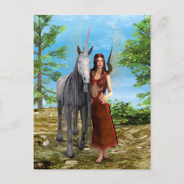 Carte Postale Fée et licorne (Devant)