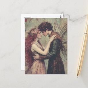 Carte Postale Fée et Pan en amour