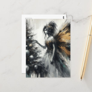 Carte Postale Fée et sapin de Noël Glitch