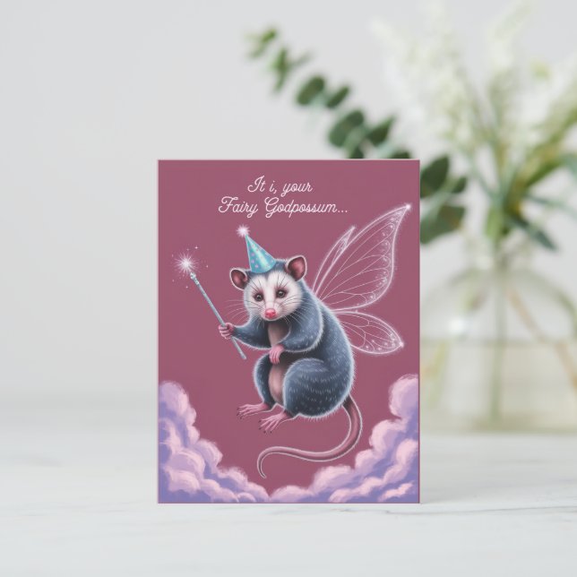 Carte Postale Fée GodPossum Joyeux Anniversaire  (Debout devant)