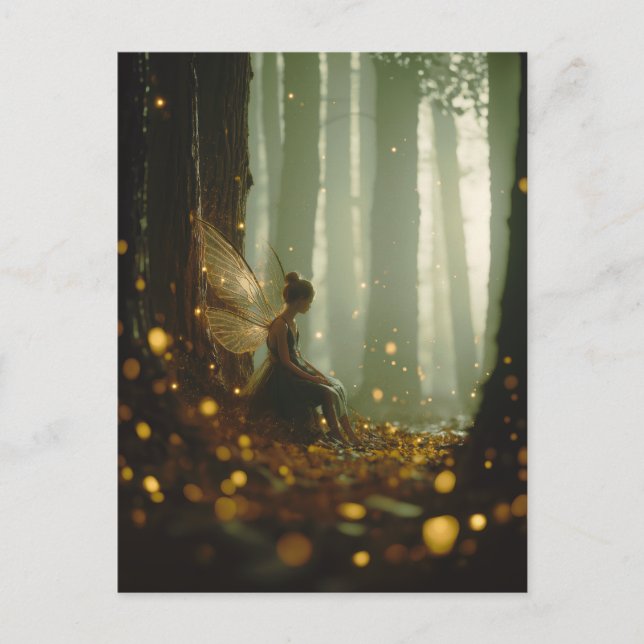 Carte Postale Fée magique Enchantée Forêt automne automne Pixie  (Devant)