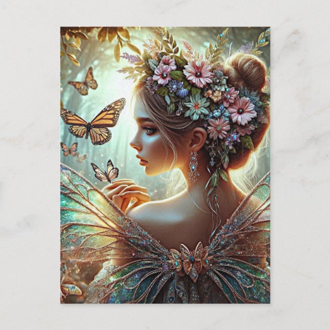 Carte Postale Fée papillon (Devant)