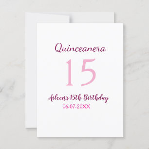 Carte Postale Fée rose 15e anniversaire simple modéré quinceaner
