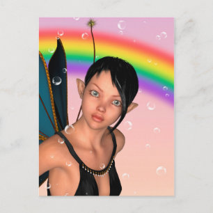 Carte Postale Fée sous arc-en-ciel