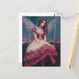 Carte Postale Fée sur une balançoire