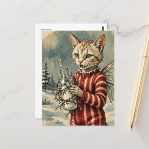 Carte Postale Fée Vampire Féline Festive Avec Lait
