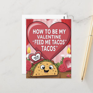 Carte Postale Feed Me Tacos Instructions pour être ma Saint Vale