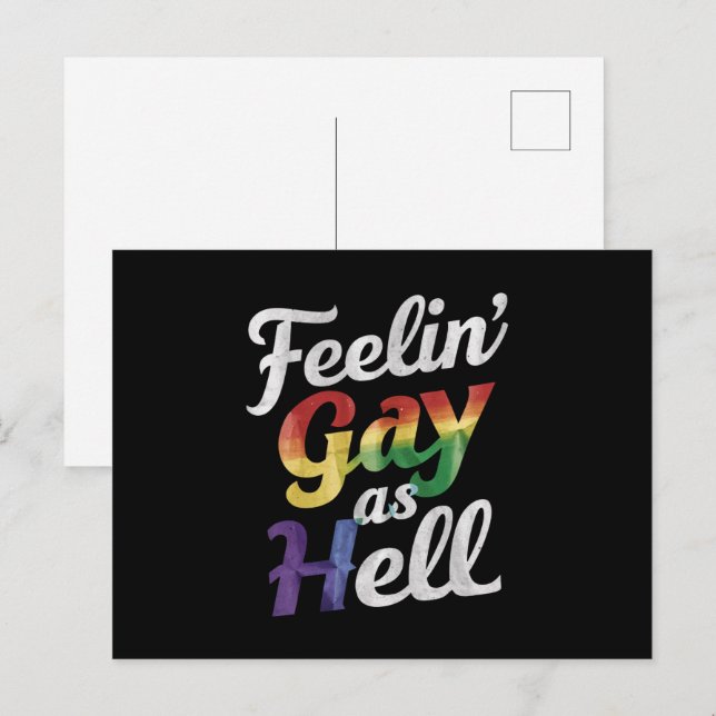 Carte Postale Feelin' Gay As Hell LGBT Pride (Devant / Derrière)