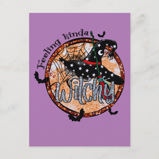 Carte Postale Feeling Kinda Witchy - Casquette de sorcière Hallo (Devant)