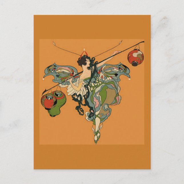 Carte Postale Féerie Ballerina Avec Lanternes (Devant)