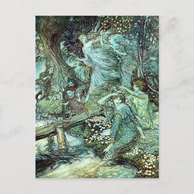 Carte Postale Féeries d'Arthur Rackham, bleu (Devant)