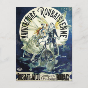 Carte Postale Fées Art Nouveau vintage, Lune Pierrot