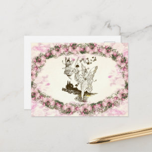 Carte Postale Fées Danser Fleurs Vintages
