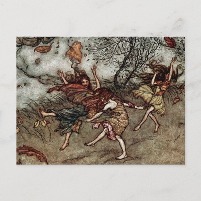 Carte Postale « Fées d'automne » par Arthur Rackham (Devant)