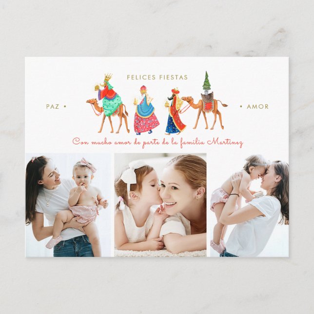 Carte Postale Felices Fiestas | navidad | tres reyes | 3 pieds (Devant)