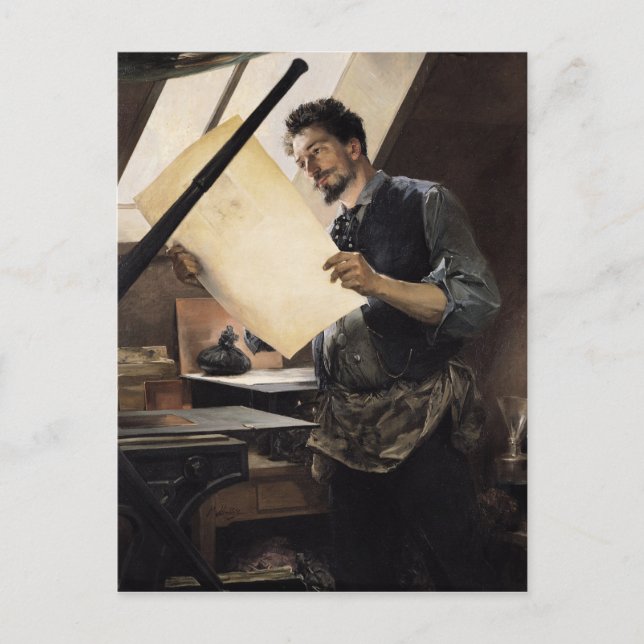 Carte Postale Felicien Rops dans son studio (Devant)